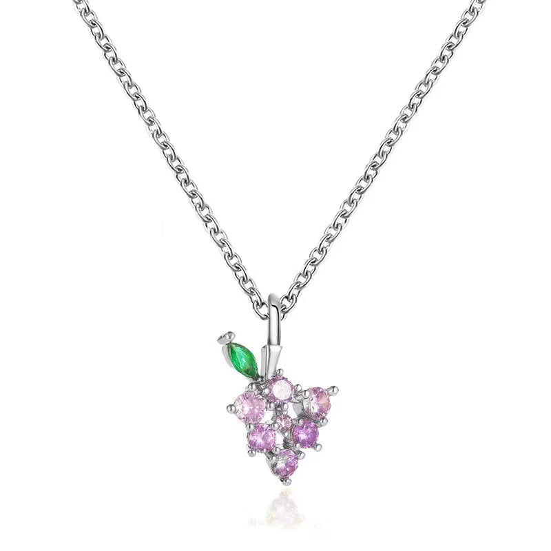 Color Zirconium Fruit Hot Cherry Peach Necklaces