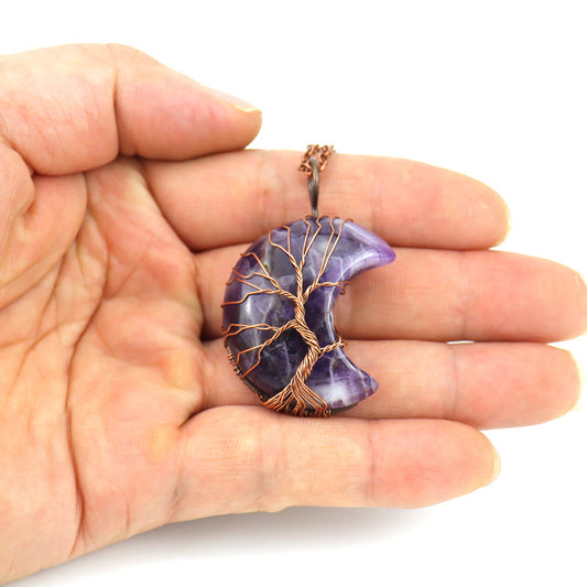 Bronze Moon Natural Stone Winding Lucky Necklaces