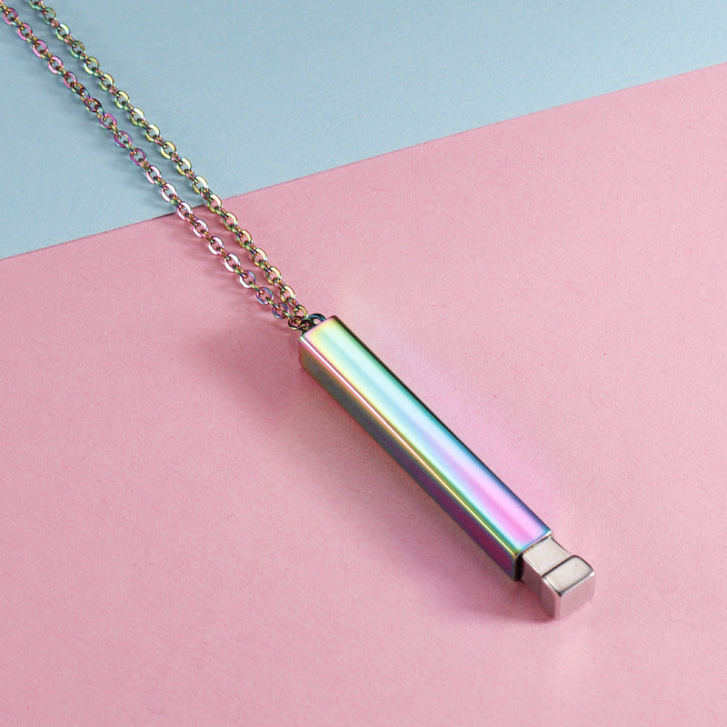 Glossy Can Carve Writing Titanium Steel Necklaces