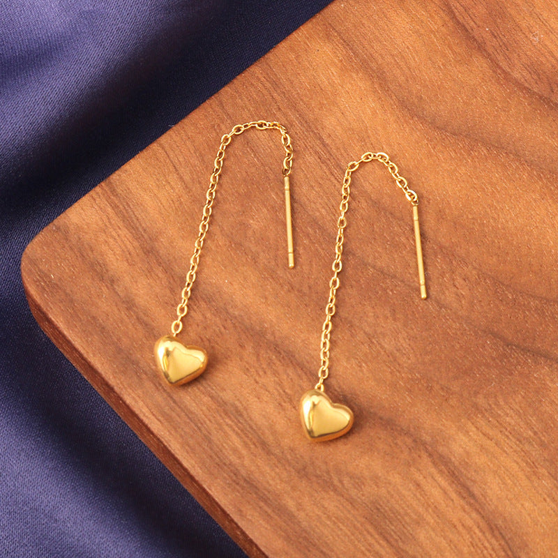 Love Heart String Trendy Titanium Steel Heart-shaped Ear Line
