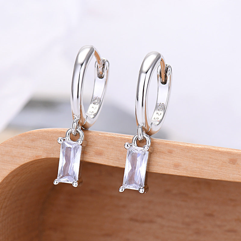 Sier Needle Export Sale Rectangular Color Earrings