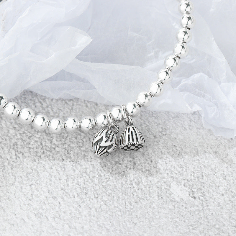 Live Sier Plated Lotus Flower Seedpod Sliver Bracelets