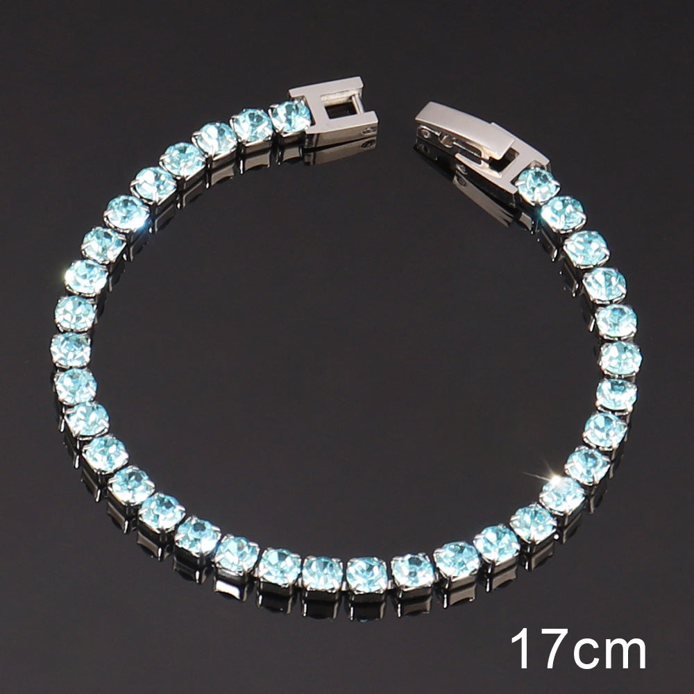 Women's Stainless Steel Zircon Tennis Simple Color Bracelet