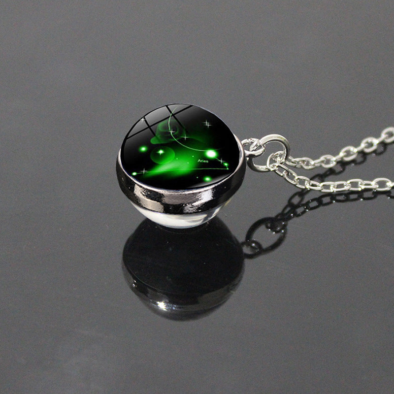 Sky Twee Constellation Glass Ball Time Stone Patch Necklace