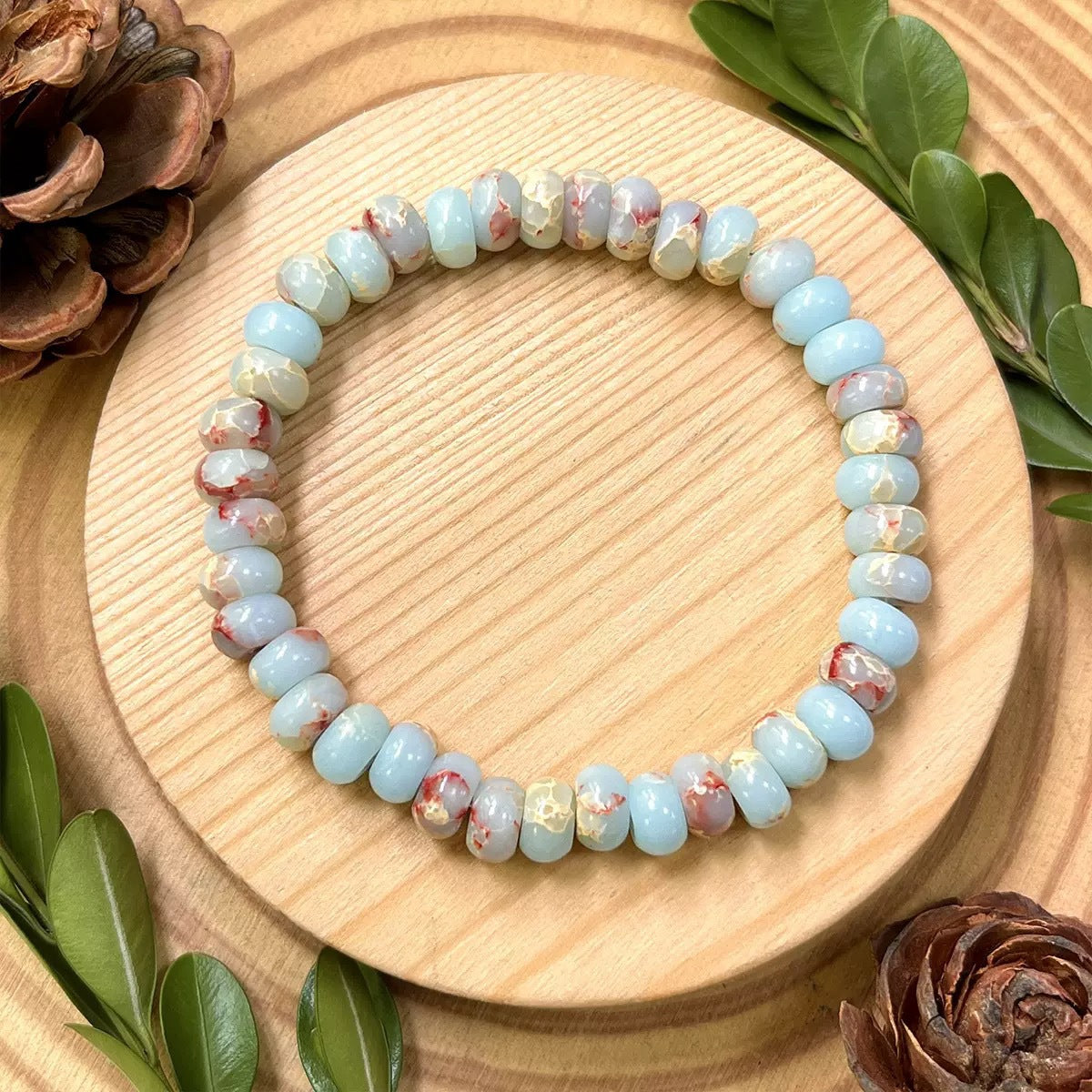 Natural Cherry Blossom Floating Flowers Agate Chalcedony Fashion Sweet Single Bracelet