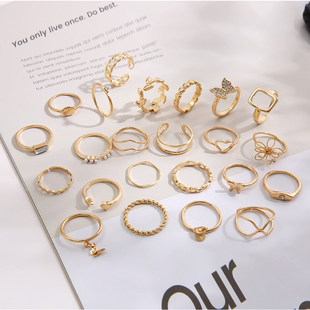Creative Personality Geometry Metallic Twin Knuckle Ring