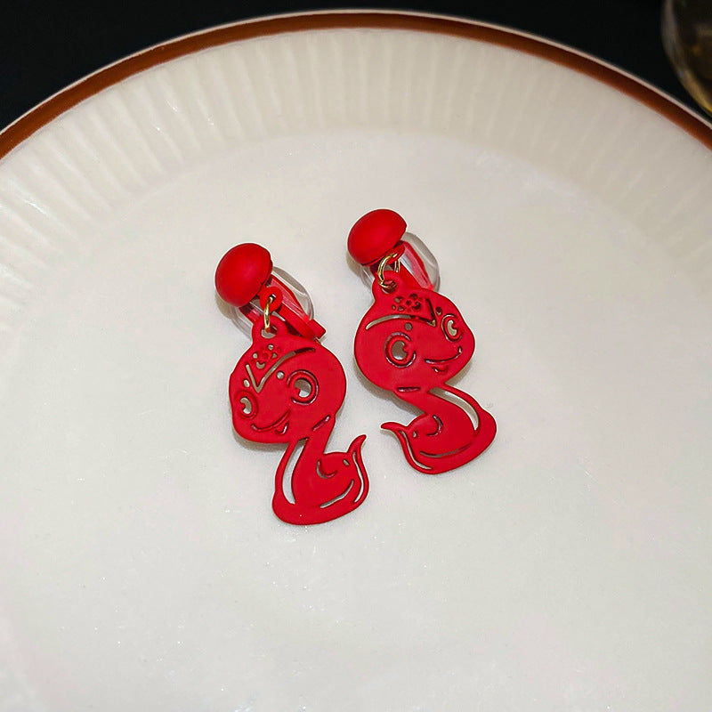 Cheese Pleated Fashionable Casual Style Ear Hook Earrings