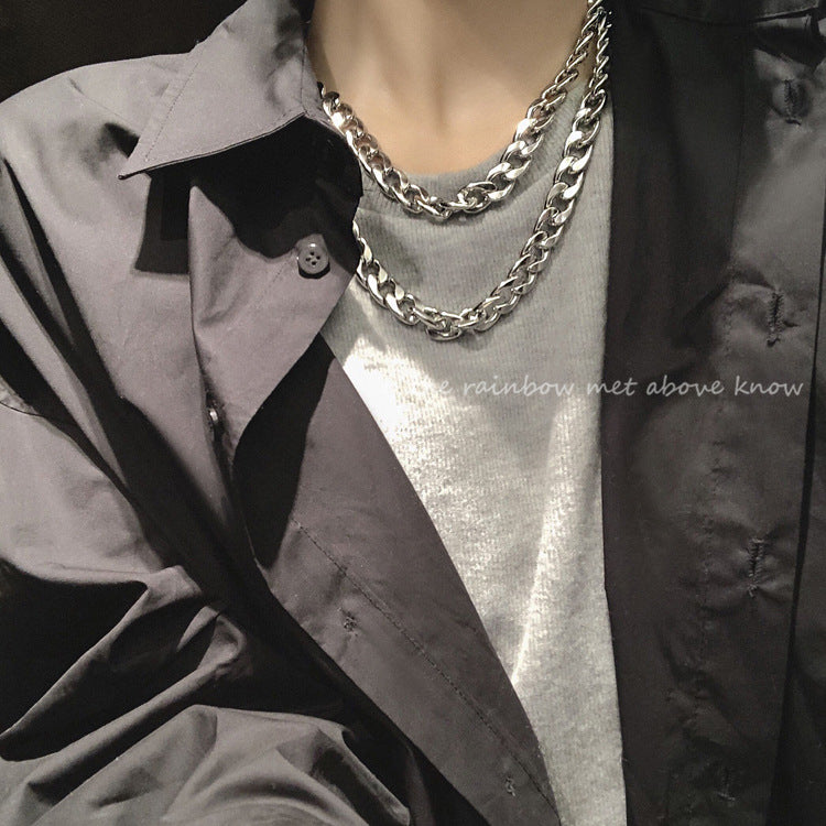 Women's & Men's Titanium Steel Thick Chain Hip Hop Disco Cuban For Trendy Necklace