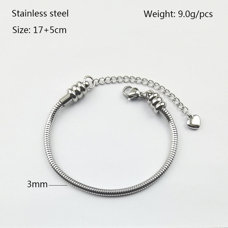 Women's & Men's Metal Stainless Steel Waterproof Colorfast Snake Bone Wear Chain Pan Bracelet