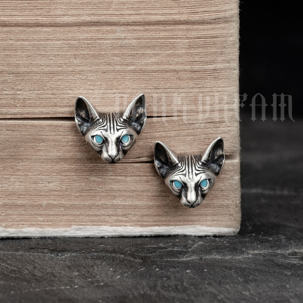 Women's & Men's Night Sterling Sier Kitten Ear Cat Earrings