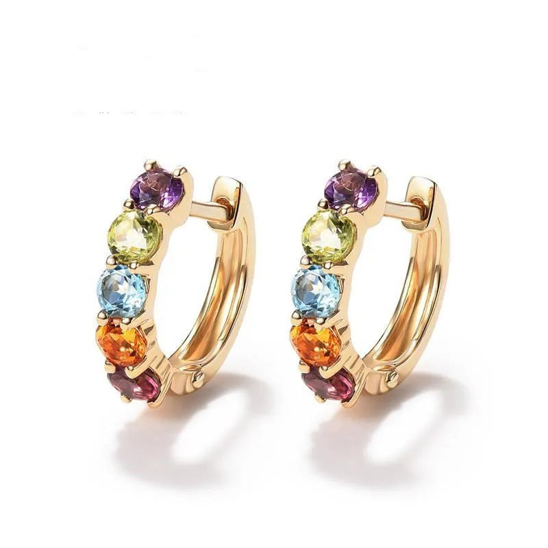 Color Crystal Zircon Face Slimming Clip French Rings