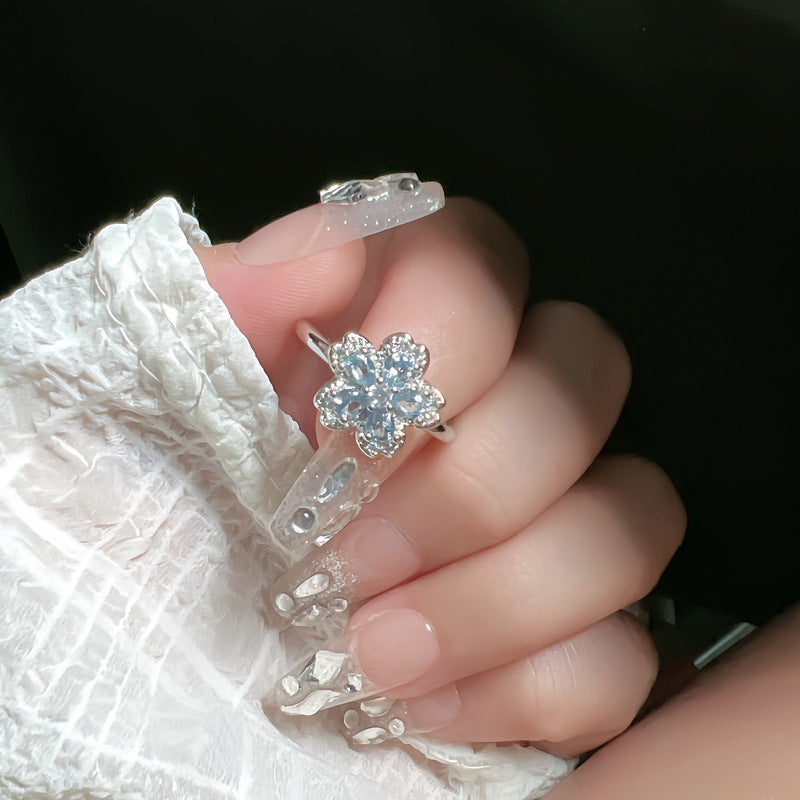 Diamond Flower Fashion Female Cold Style Light Luxury High-grade Rings