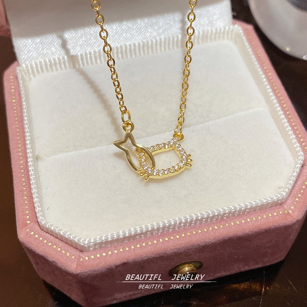 Women's Minority Simple Fashionable Elegant Zircon Clavicle Chain Titanium Steel Accessory Necklace
