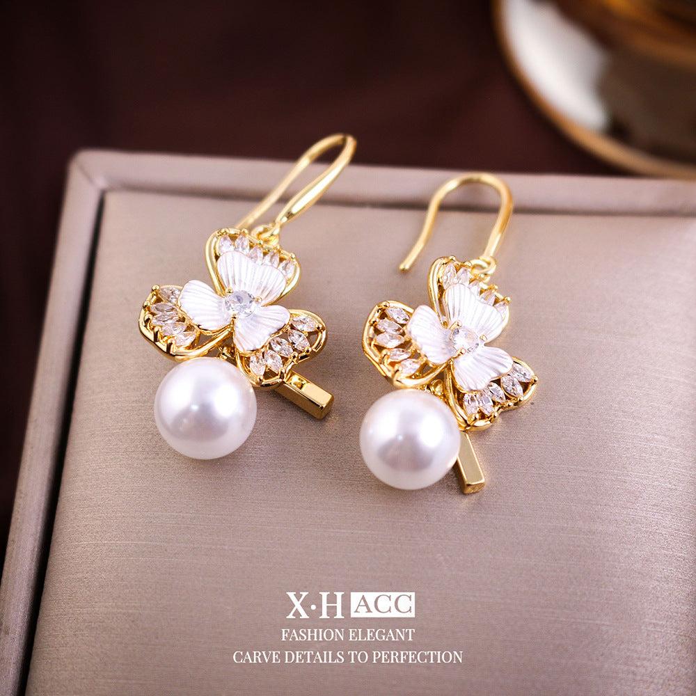 Elegant Zircon Butterfly Tassel Gentle Stylish Personality Stud Earrings