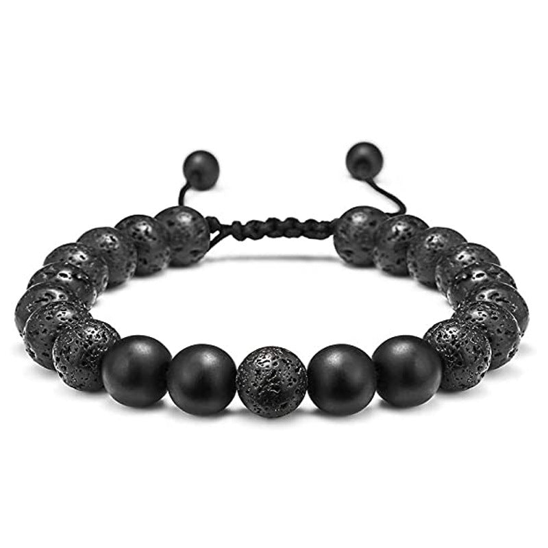 White Turquoise Woven Tigereye Lava Stone Bracelet