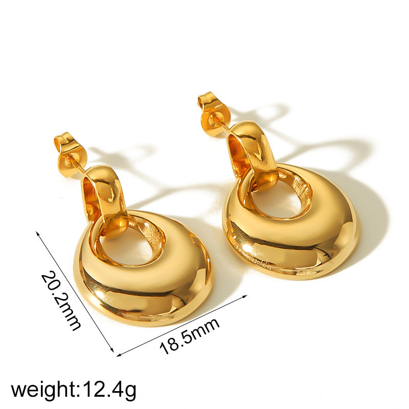 Women's Niche Design Gold Stainless Steel Earrings
