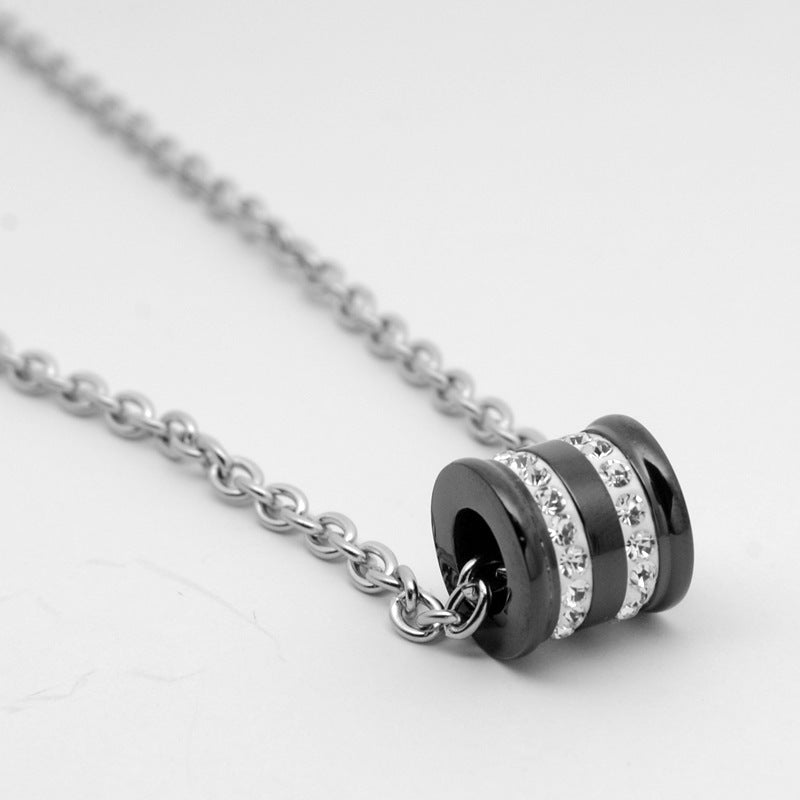 Korean Style Titanium Steel Cylinder Double Row Lucky Personality Pendants