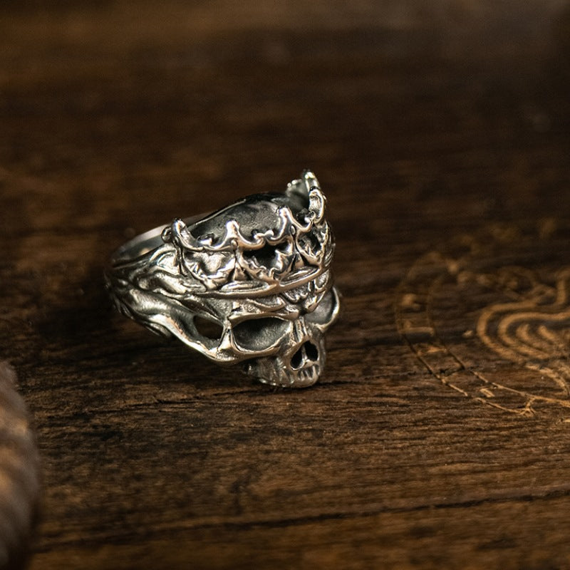 Women's & Men's Monarch Dark Palace Skull Retro Distressed Ring