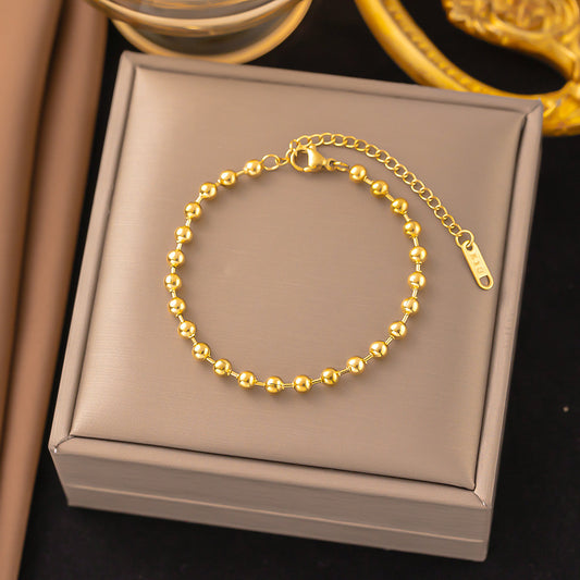 Women's Steel Lucky Beads Ball Gold Classic Design Simple Bracelet