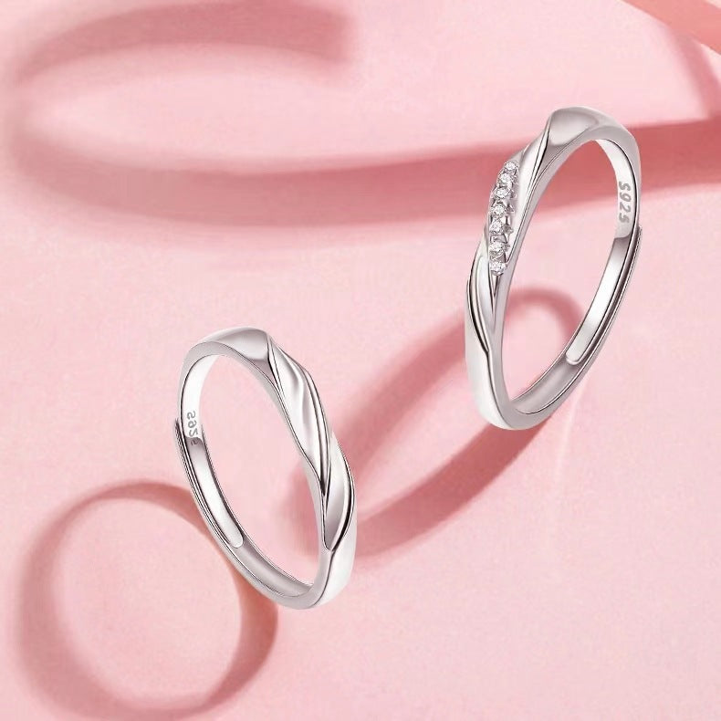 Mobius Strip Love Frequency Couple Open Adjustable Female Rings