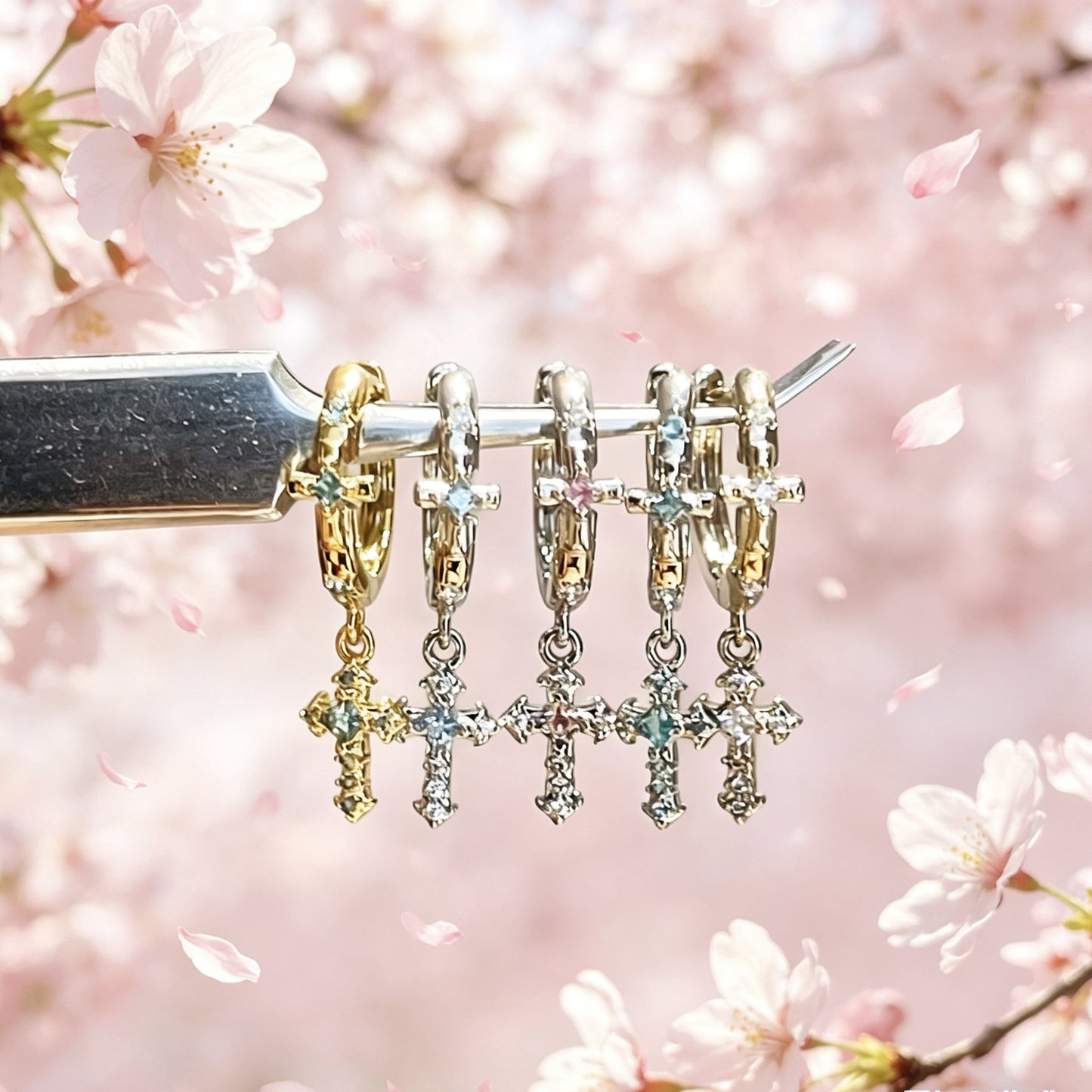 Colorful Cross Ear Clip Fashionable Temperamental Full Rhinestone Zircon Super Pendants
