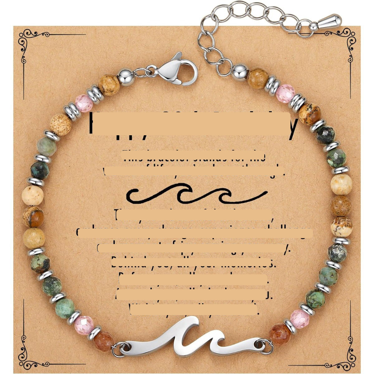 Natural Turquoise Cross Picture Stone Pink Crystal Bracelets