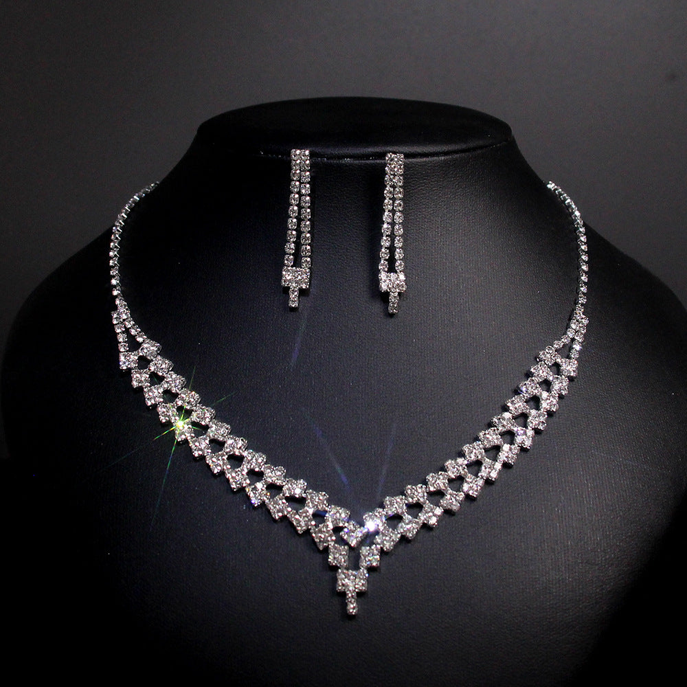 Claw Chain Rhinestone Bridal Eardrop Banquet Necklaces