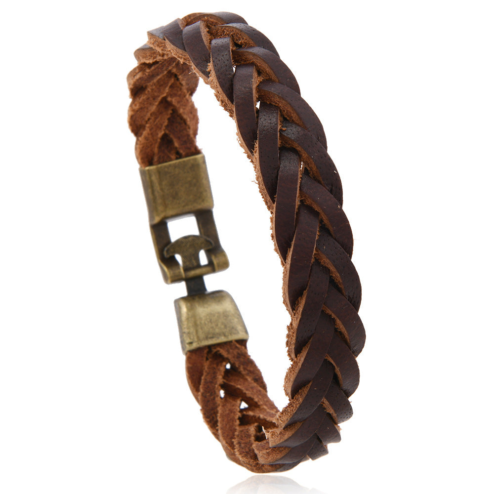 Men's Weave Cattle Leather Simple Fashion Hand-knitted Bracelets