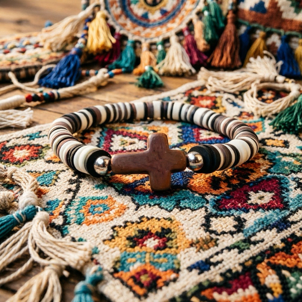 Women's Cross Bohemian Natural Stone For Polymer Bracelet