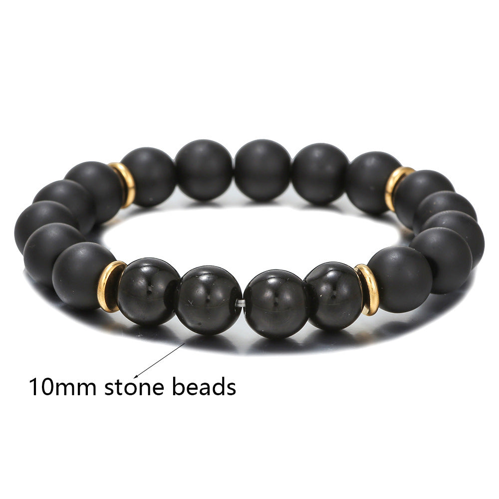 Men's Stone Stainless Steel Six-pointed Star Natural Bracelets