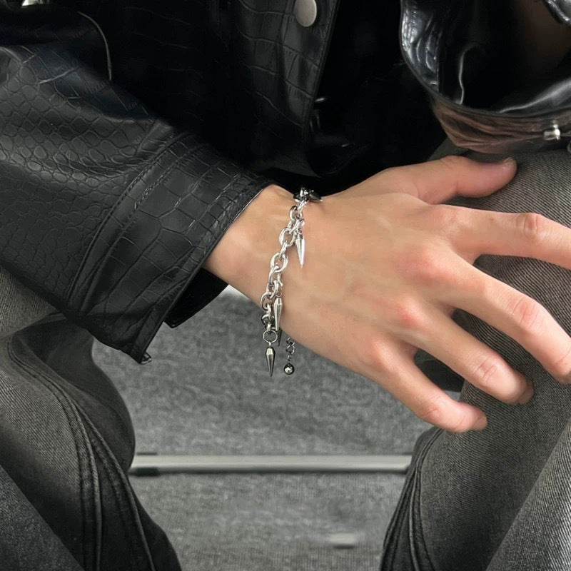 Women's & Men's Steel Tassel Rivet Minority Simple Hip Hop Bracelet