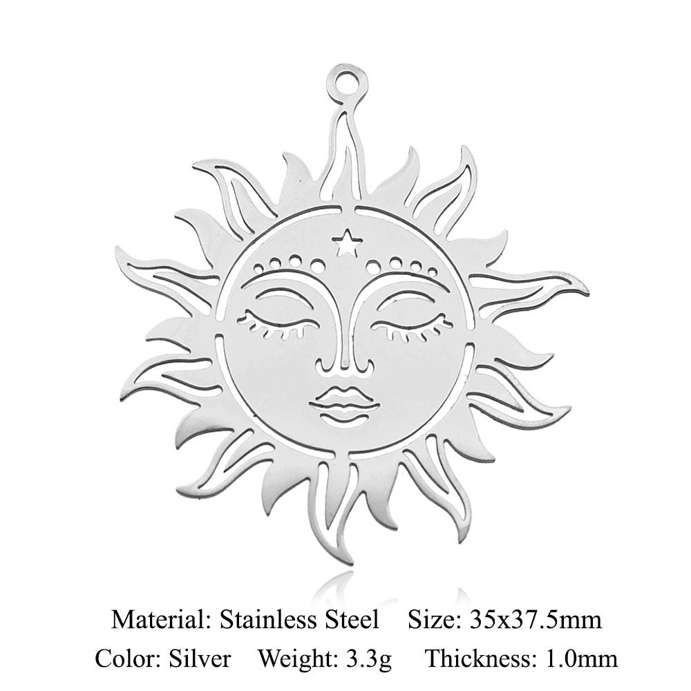 Sunrise Titanium Steel Flower Moon Ornament Pendants