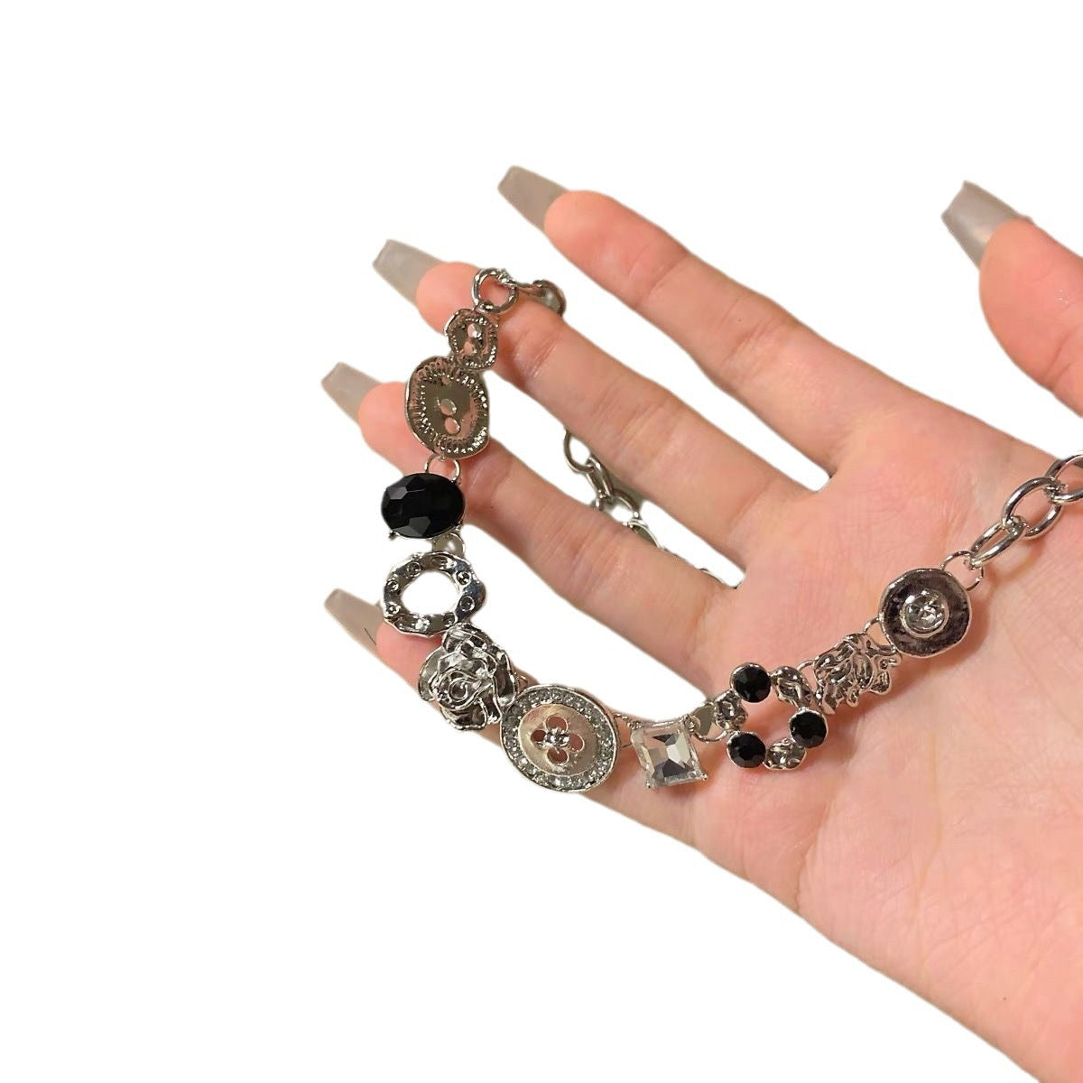 Sweet Cool Style White Button Retro Minority Design Clavicle Chain Necklace
