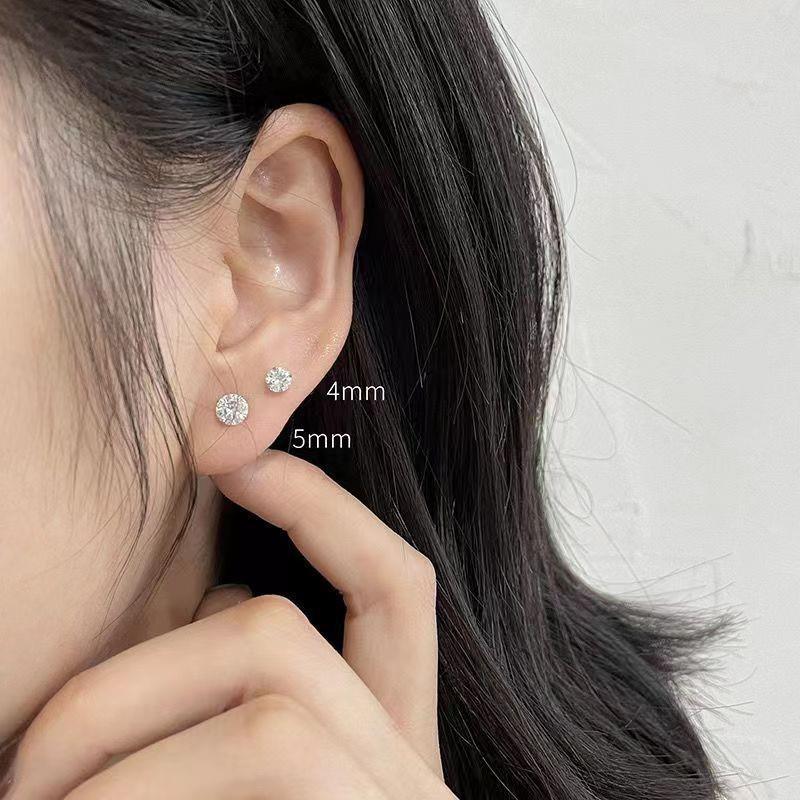 Women's & Men's Single Diamond Kind Of White Fungus Earrings