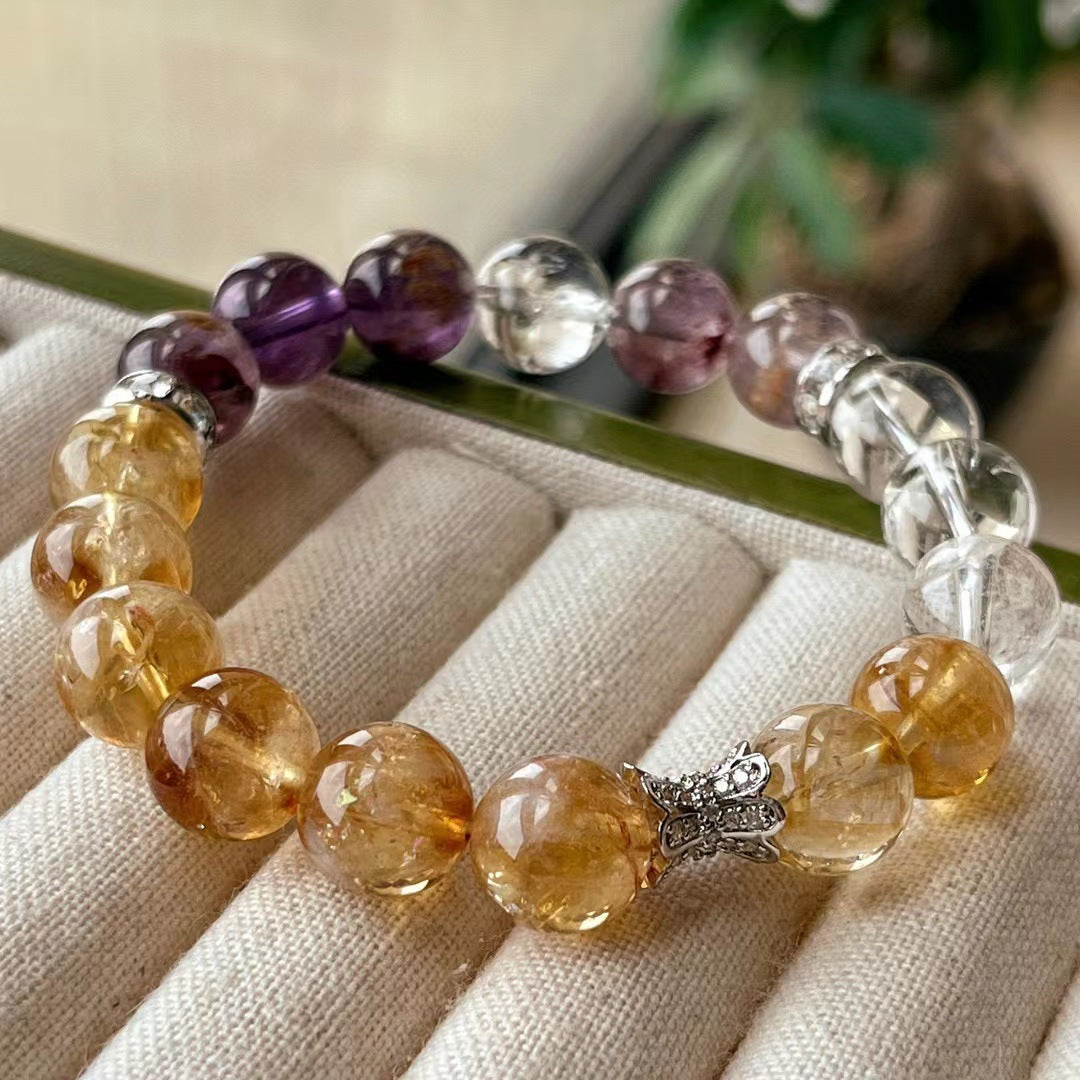 Retro National Style Natural Citrine Tigereye Bracelets