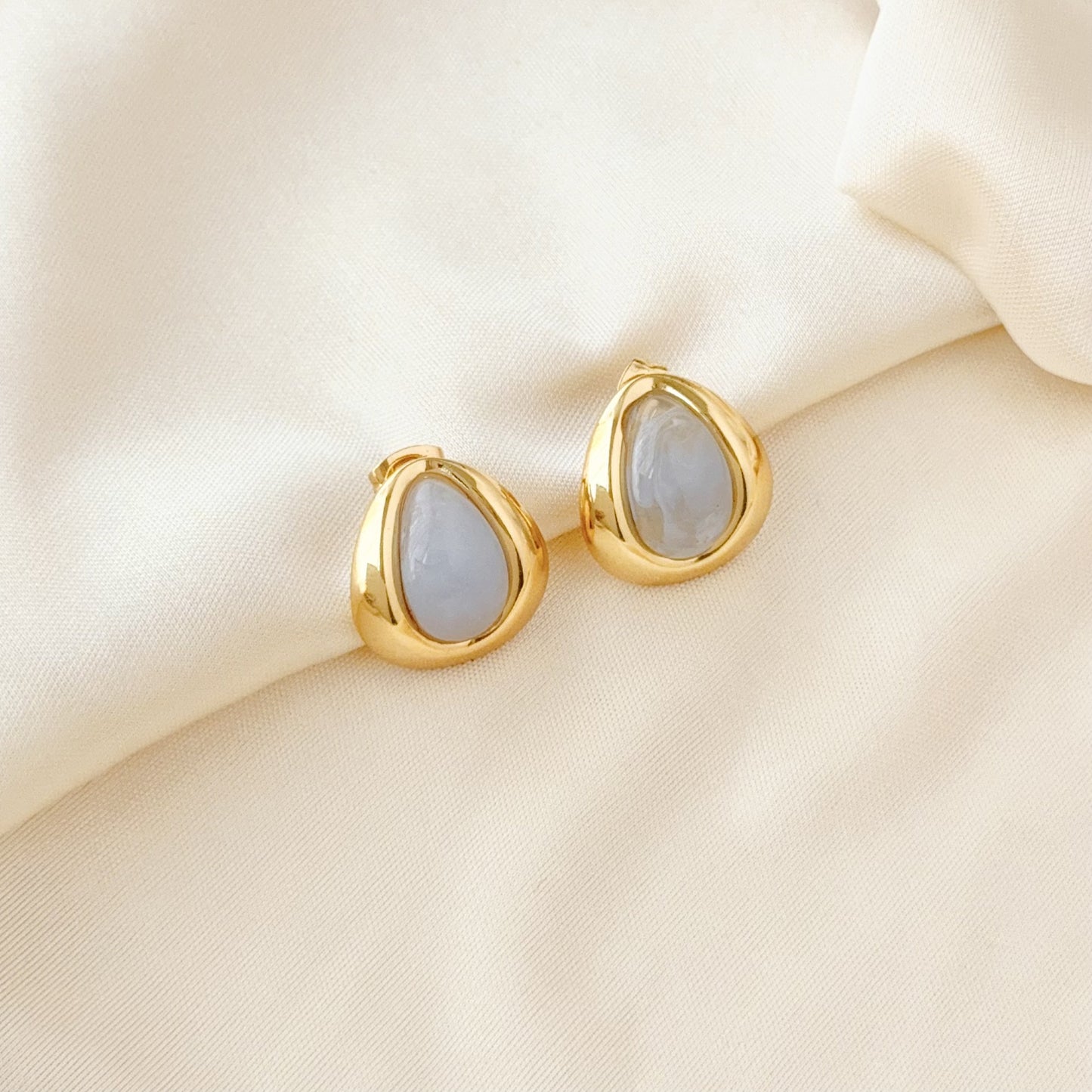 Women's Steel Style Oval Water Drop Ear Stud Earrings