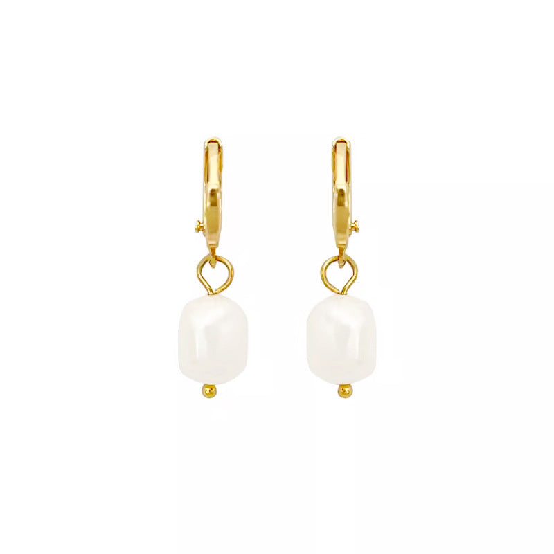 Irregular Pearl Clip Personality Ancient Style Shaped Baroque Earrings