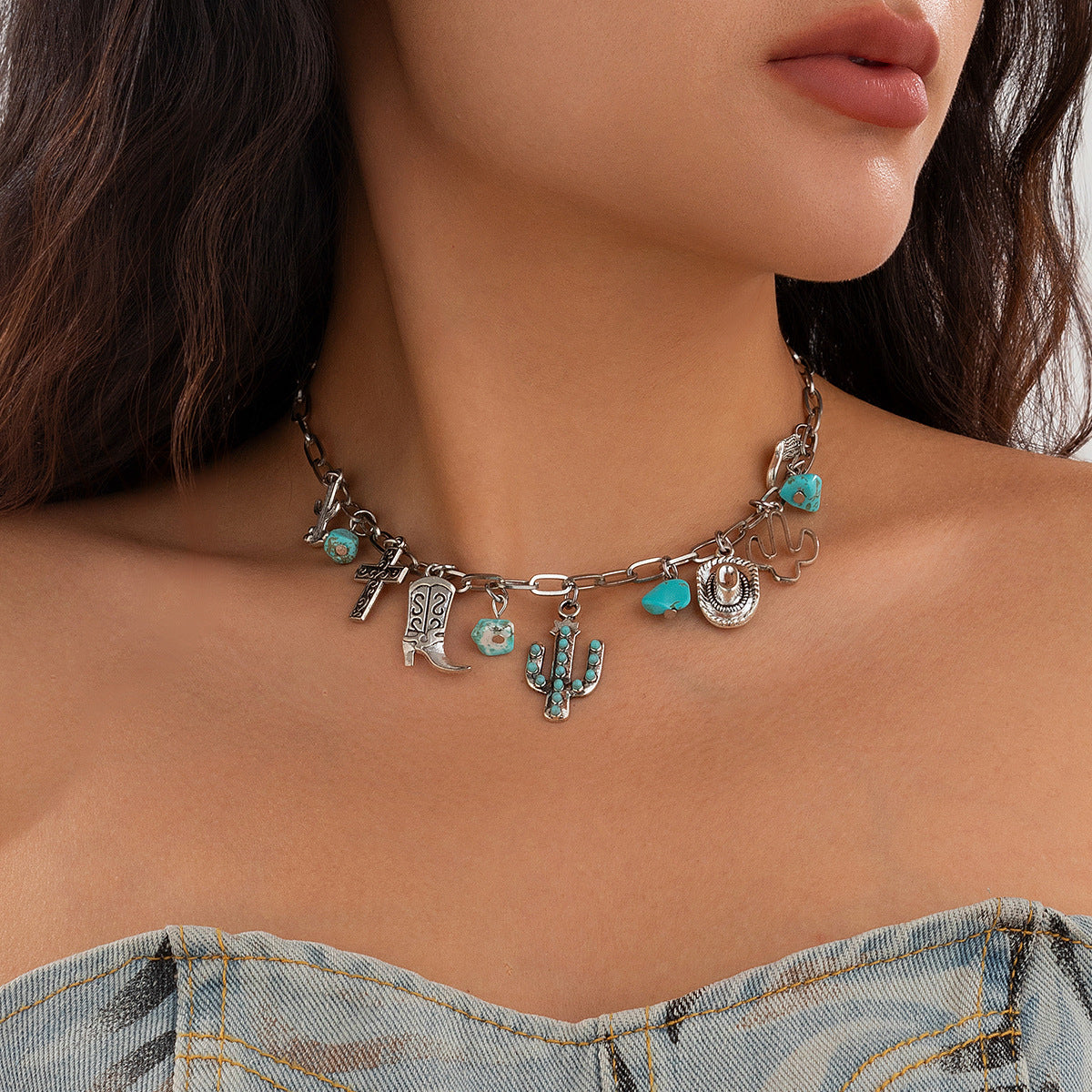 Ox Head Western Style Short Clavicle Chain Retro Ethnic Necklaces