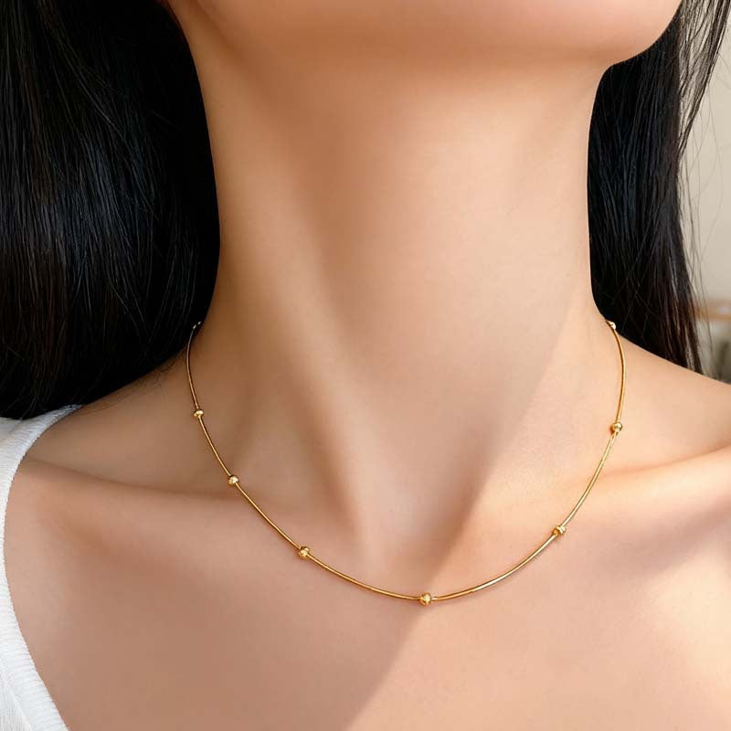 Women's Bean Round Beads Snake Bones Chain Light Luxury High-grade Design Necklace