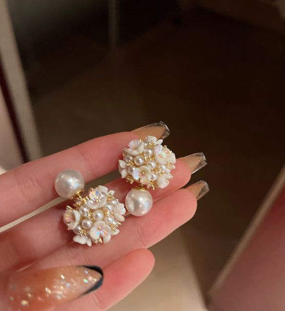 Needle Raffia Fabric White Flower Light Luxury Rings