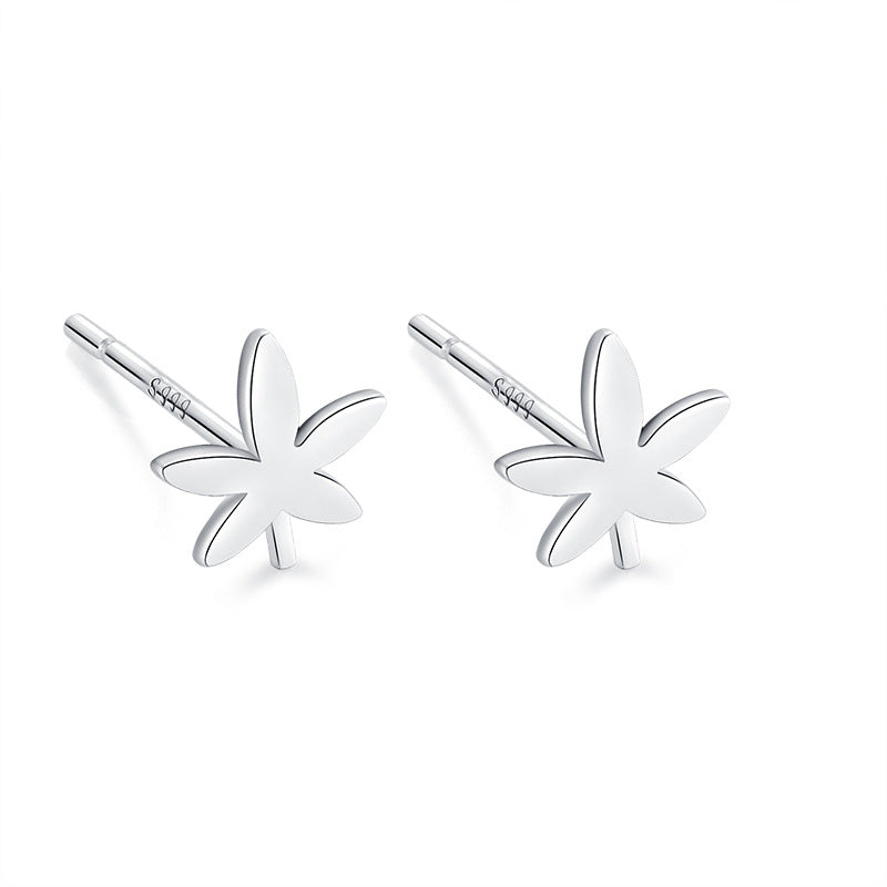 Women's Sterling Sier Simple Small Star Moon Mori Earrings