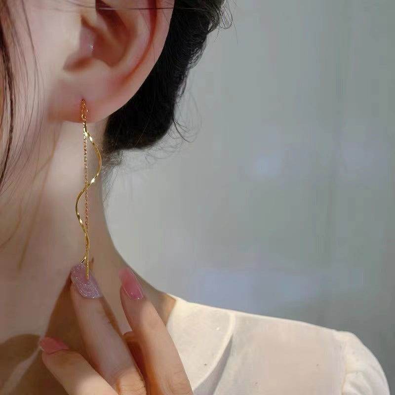 Wavy Threads Trendy Long Spiral Tassel Simple Ear Line