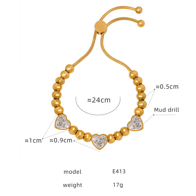 Steel Gold-plated Diamond Beaded Affordable Luxury Bracelets