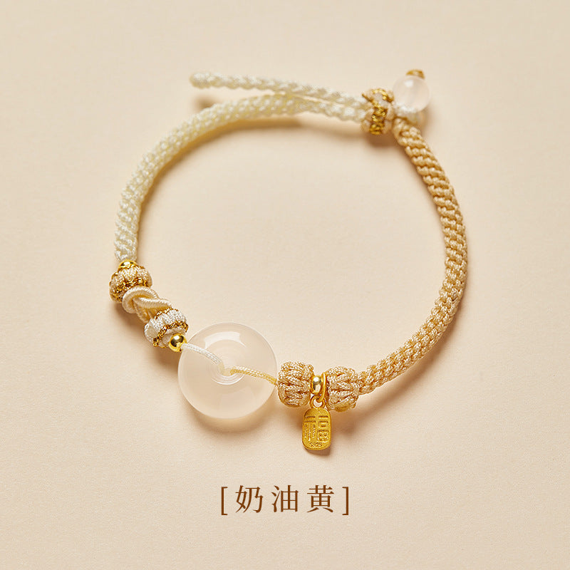 Women's & Men's Natural Agate Peace Buckle Couple For Free Gifts Friends Hand-woven Bracelet