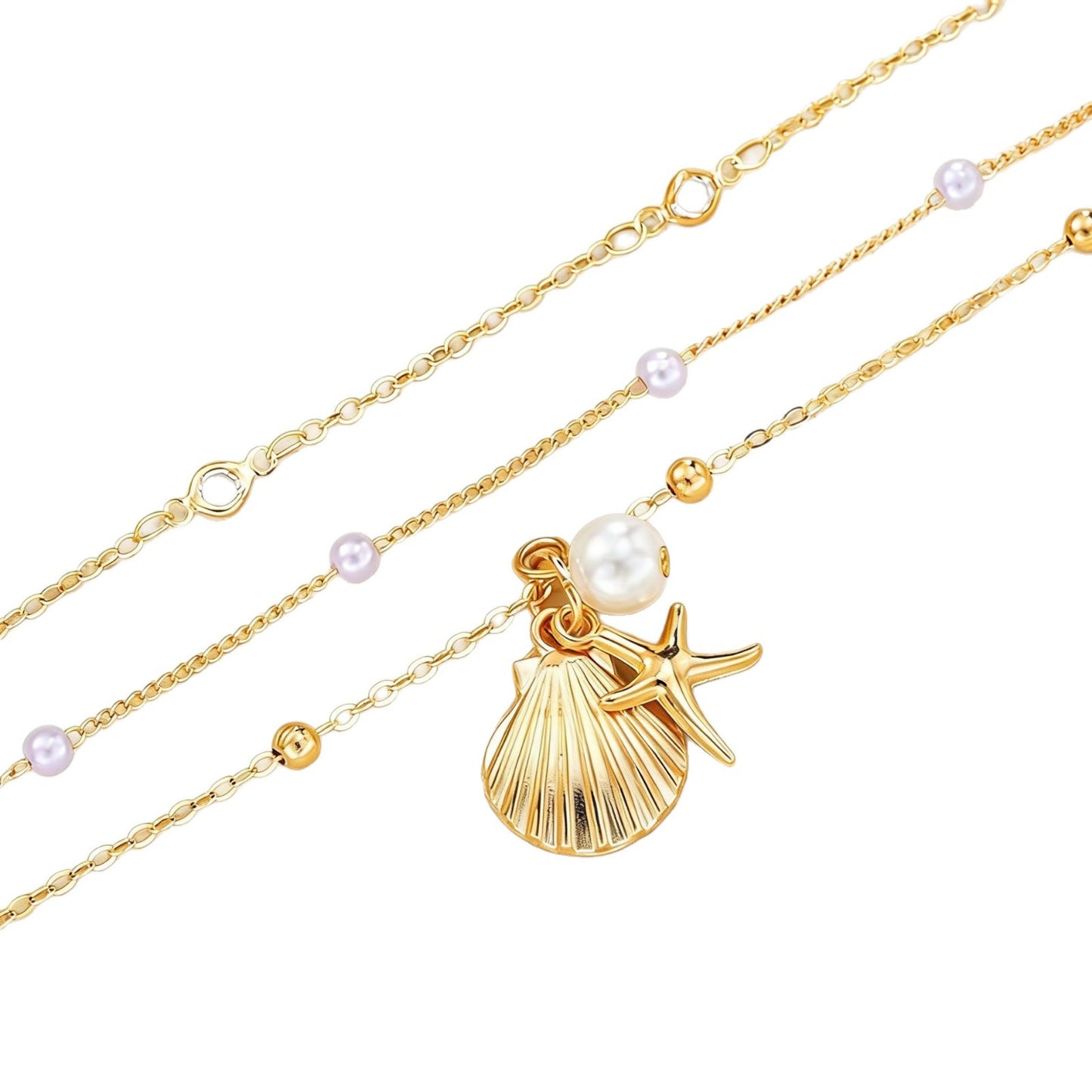 Ocean Pearl Chain Clavicle Starfish Shell Necklace
