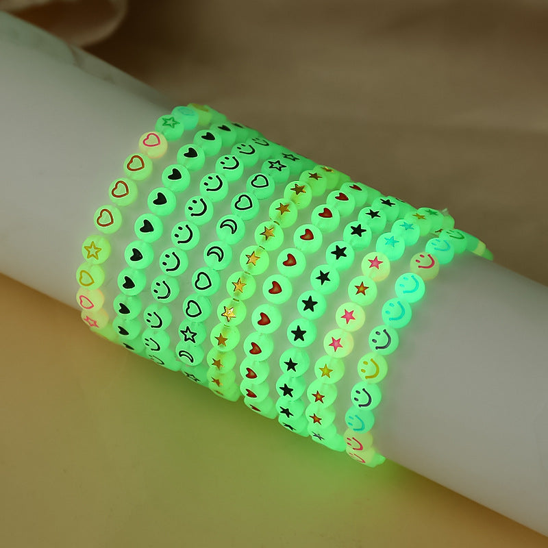 Children's Luminous Cartoon Pattern Beaded Female Round Bracelets