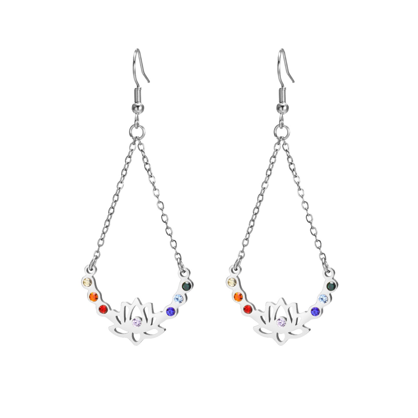 Niche Design Light Luxury Diamond Lotus Stainless Earrings