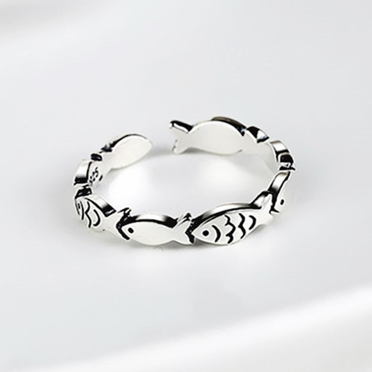 Creative Retro Yu Hipster Marcasite Fish Open Ring