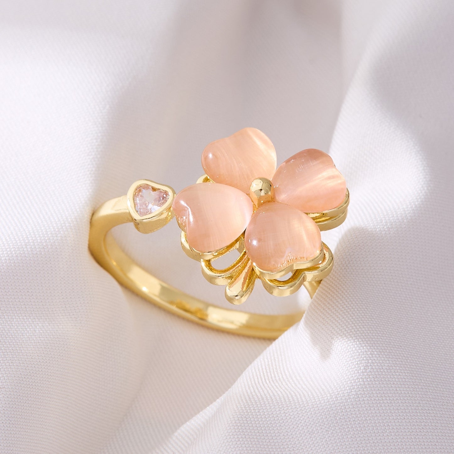 Valentine's Day Gift Flower Zircon Rotatable Ring