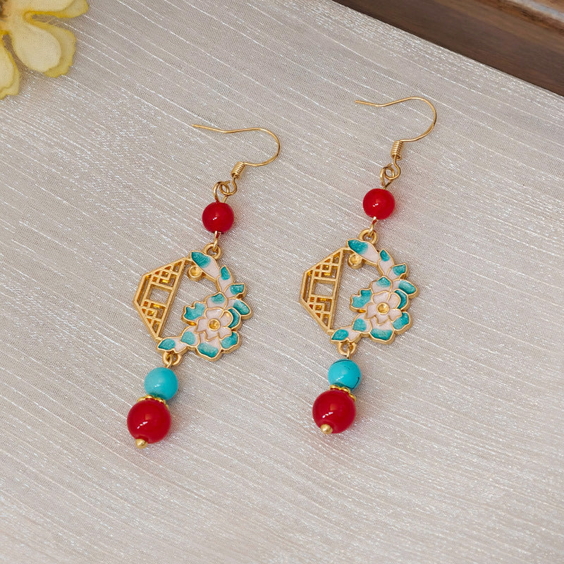 Style National Brass Ear Hook Vintage Court Ethnic Han Clothing Earrings
